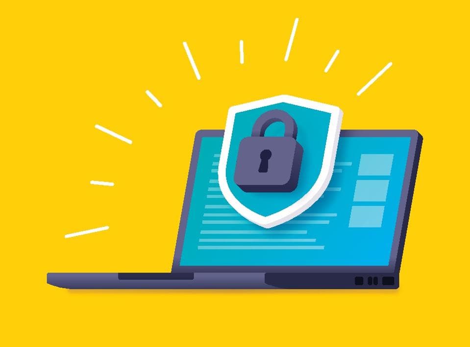 Illustration of a browser with a security shield.